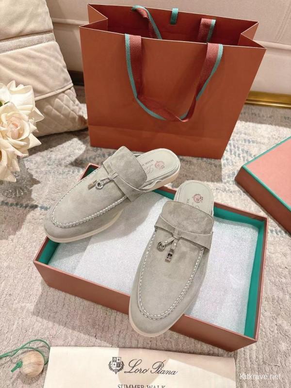 2025 Women LP Beige Suede Slip-on Loafers LY00360