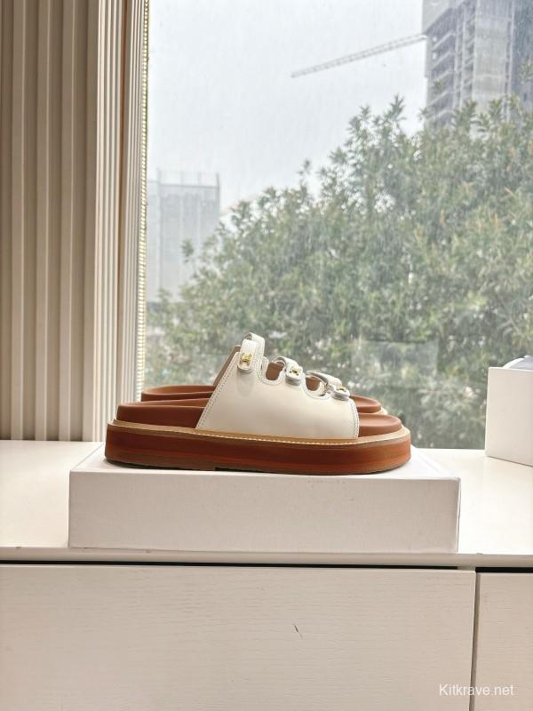 2025 CELINE White Leather Sandals
