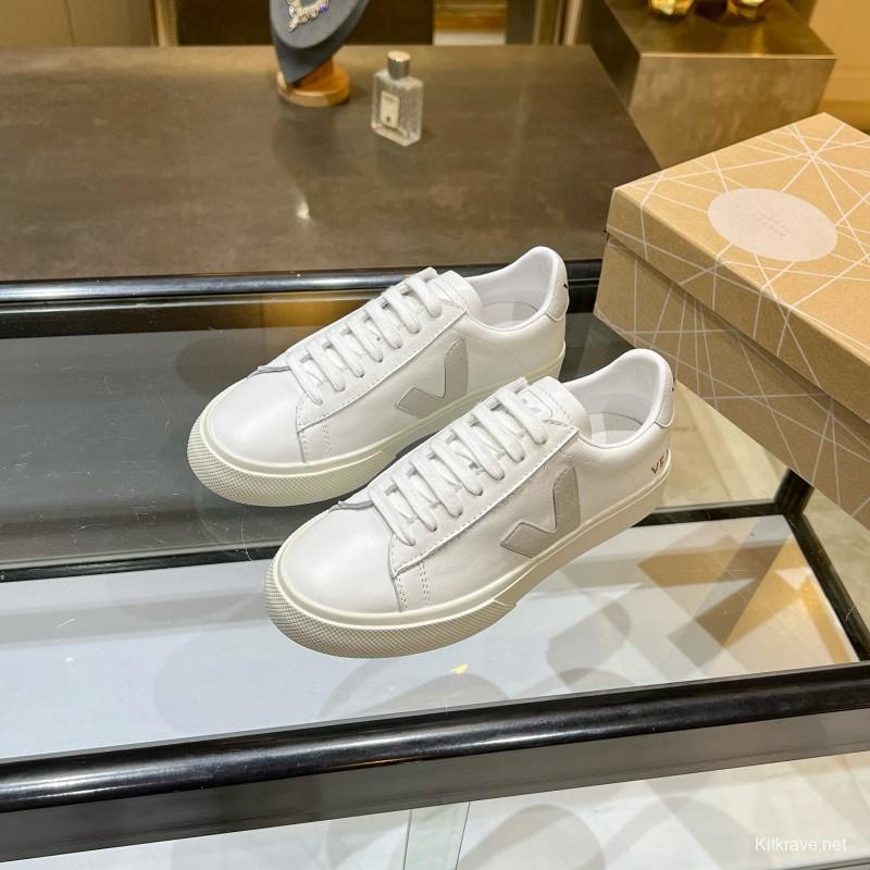 2025 Unisex VEJA White Grey Leather Canvas Sneakers MJ00240