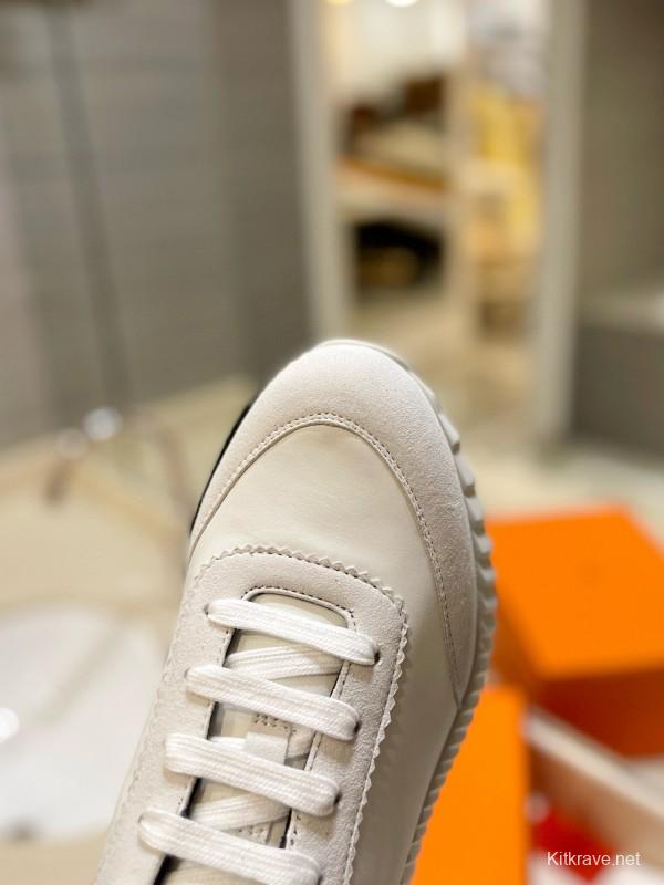 2024 Unisex Hermès white black leather sneakers