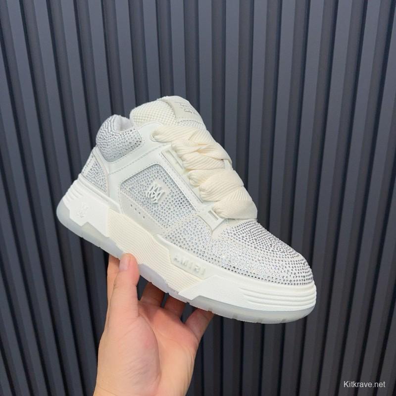 2024 Unisex Amiri White Mesh Leather Sneakers MJ00410