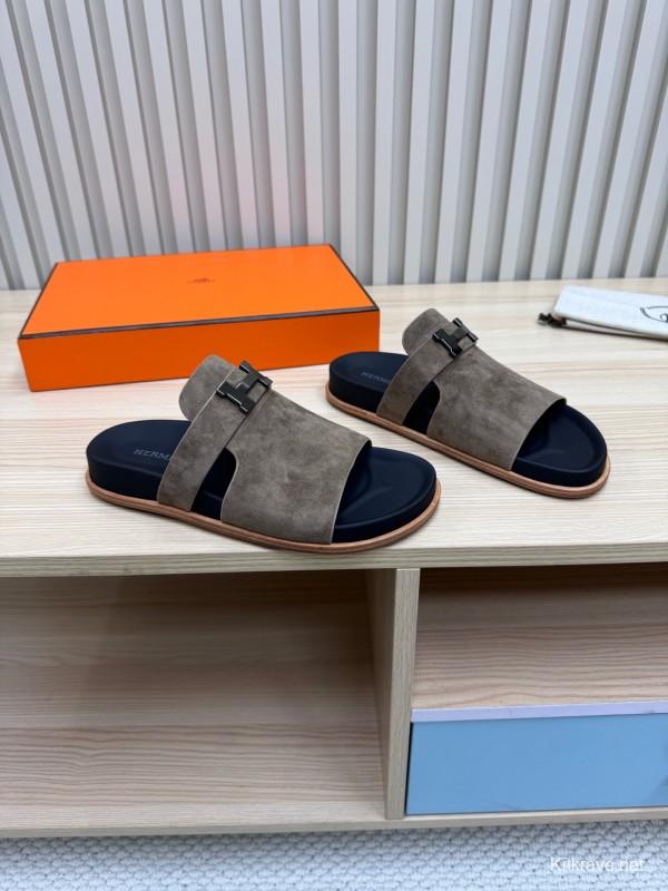 2025 Slippers Hermès Brown Suede Slippers