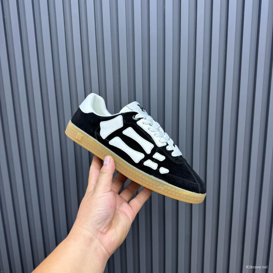 2024 Unisex Amiri Black White Suede Leather Sneakers MJ00300