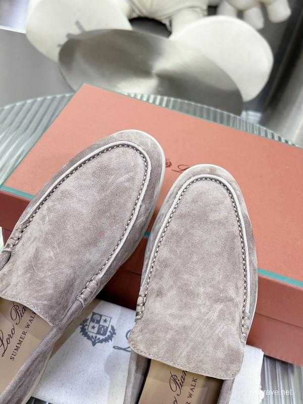 2025 Unisex Philipp Plein Taupe Calf Suede Loafers Soft Latex Sole LY00260