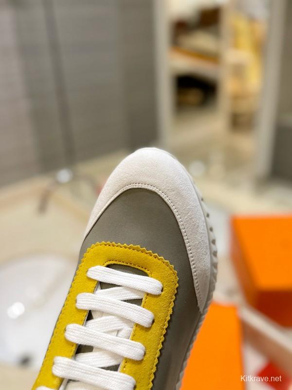2024 Unisex Hermès Yellow Grey White Imported Silk Lambskin Imported Rain Velvet Casual Sneakers MJ00320