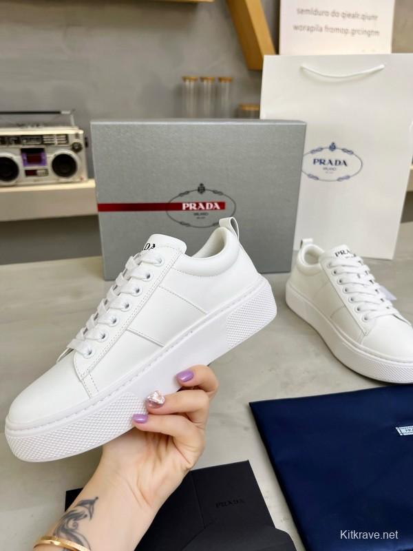 2024 Unisex Prada White Leather Sneakers MJ00310