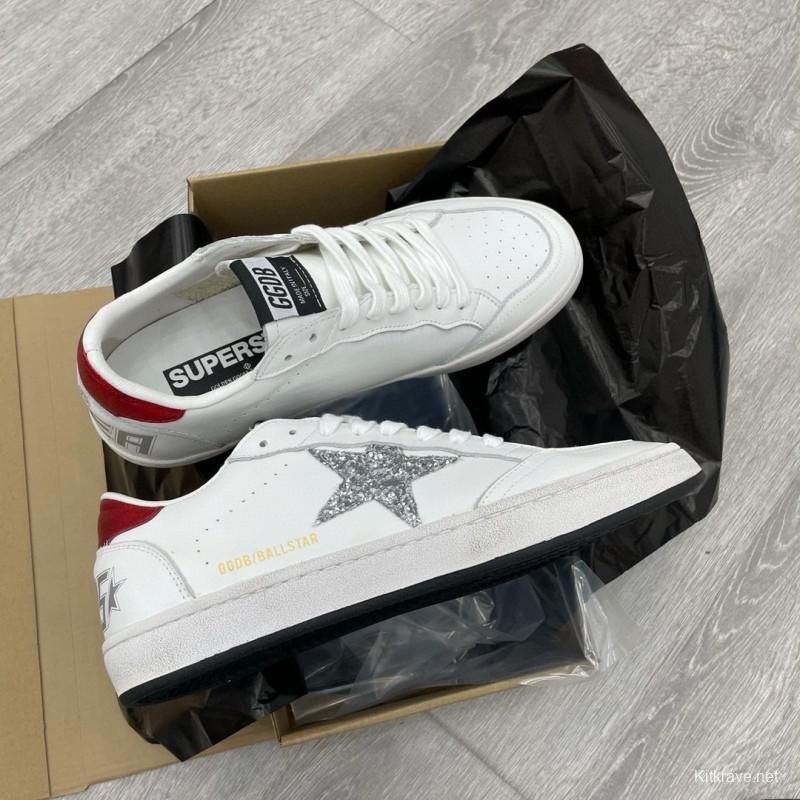 2024 Unisex GGDB White Silver Glitter Leather Sneakers MJ00260