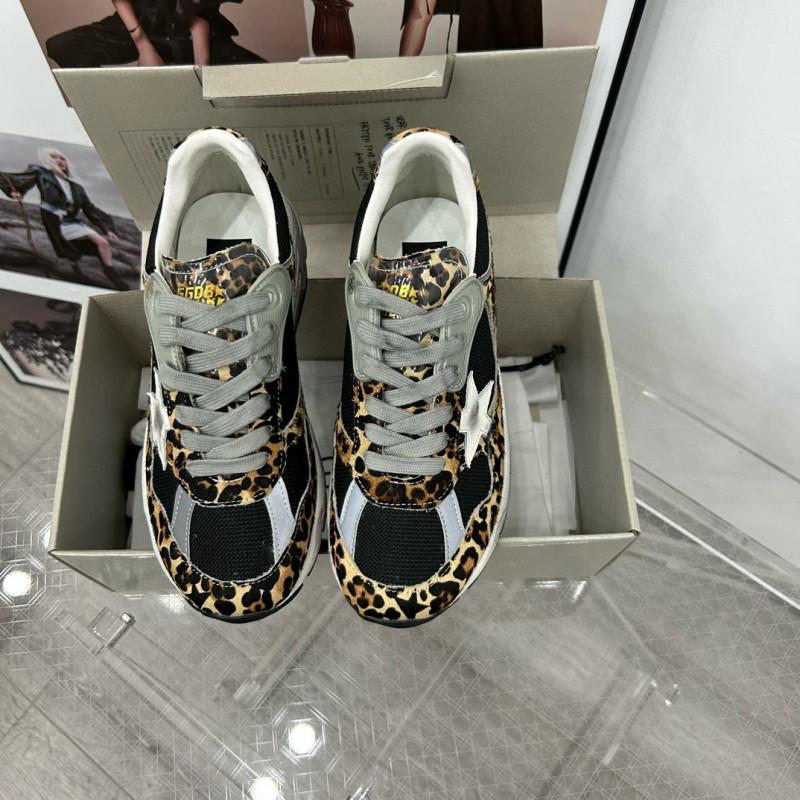 2024 Women GGDB Leopard Black Grey Mesh Leather Sneakers