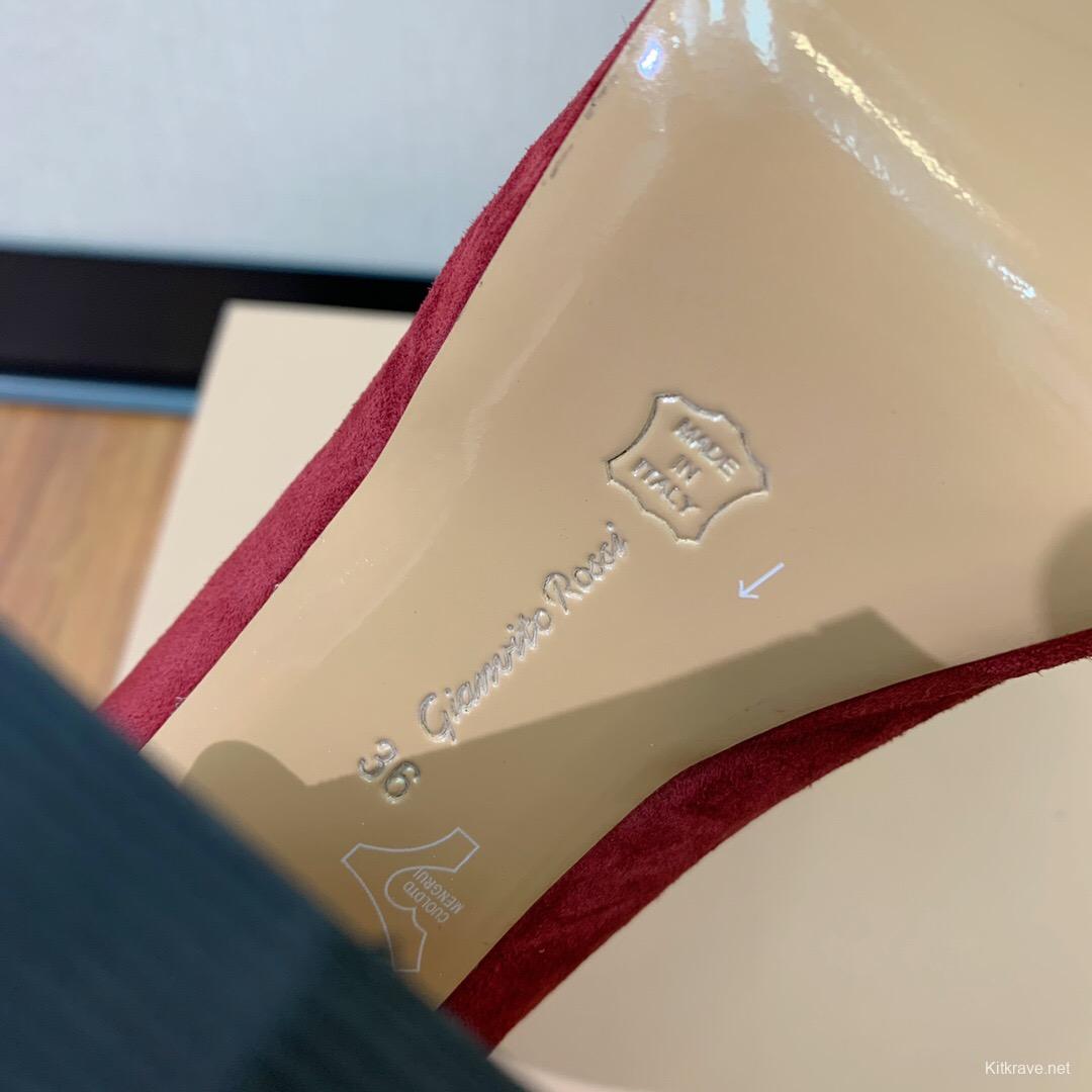 2025 Women Gianvito Rossi Red Suede Platform Loafers Tassel KFY00330