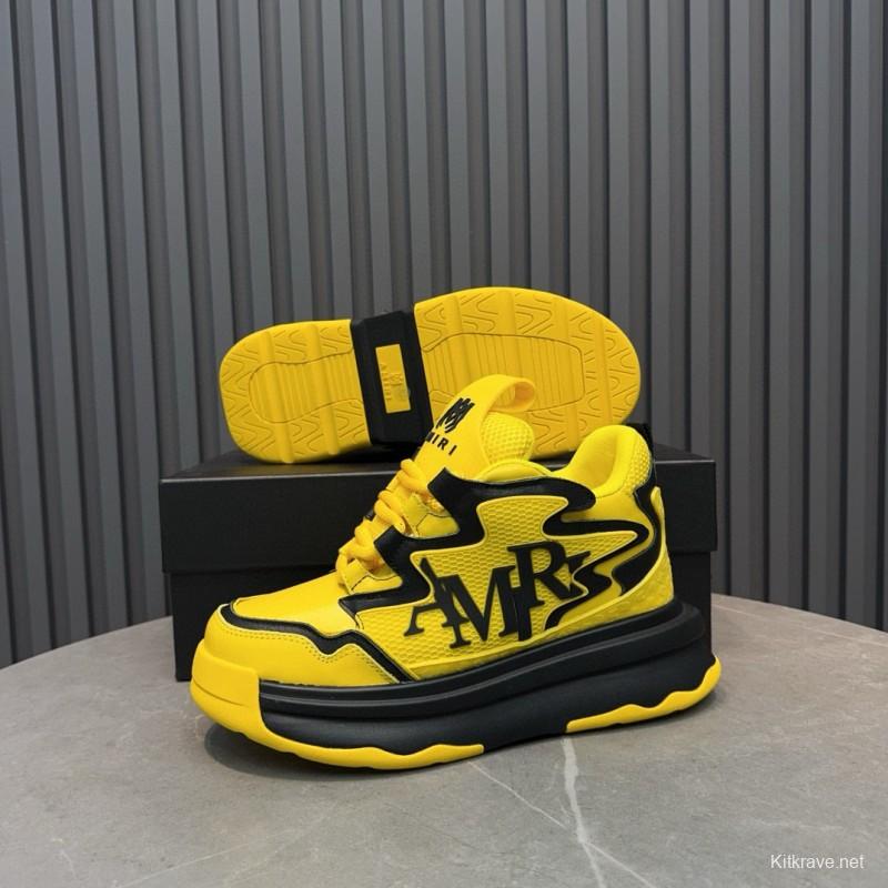 2024 Unisex Amiri Yellow Black Leather Sneakers MJ00410