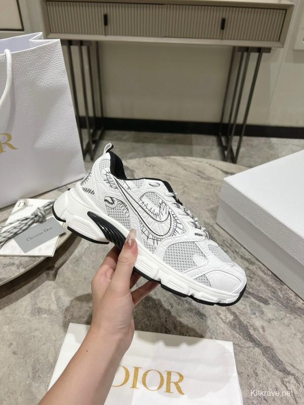 2025 Women Dior White Black Mesh Leather Sneakers KFY00370