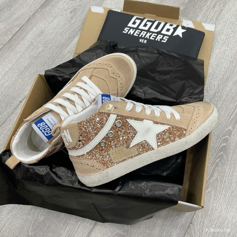 2024 Unisex GGDB Beige White Leather Suede High Top Sneakers MJ00300