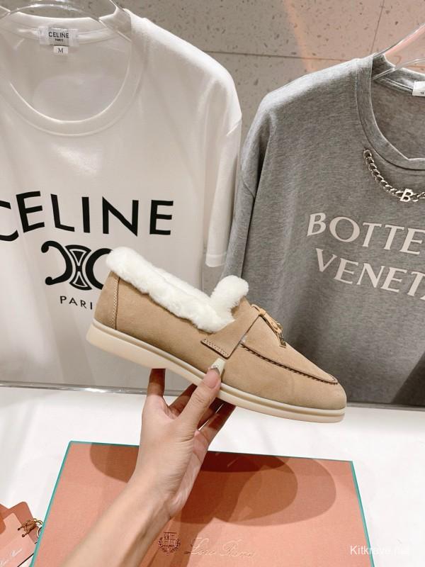 2024 Slippers LP Beige Suede Fur Loafers