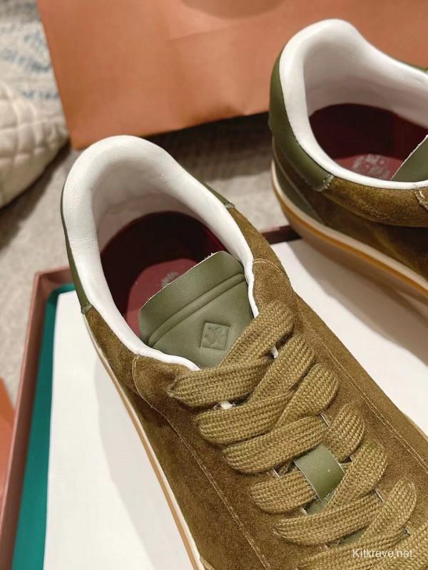 2025 Unisex Le Parmentier Olive Green Suede Leather Sneakers High Version LY00320(F)/LY00330(M)