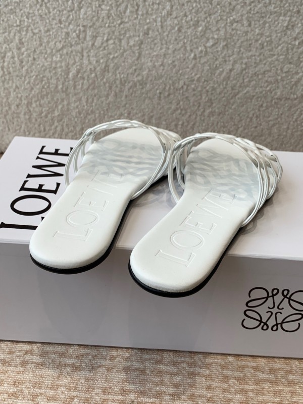 2025 Loewe White Leather Slippers