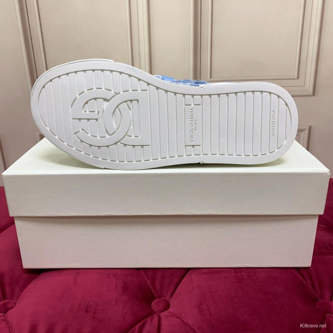 2024 Women Dolce & Gabbana Blue Denim Canvas Sneakers