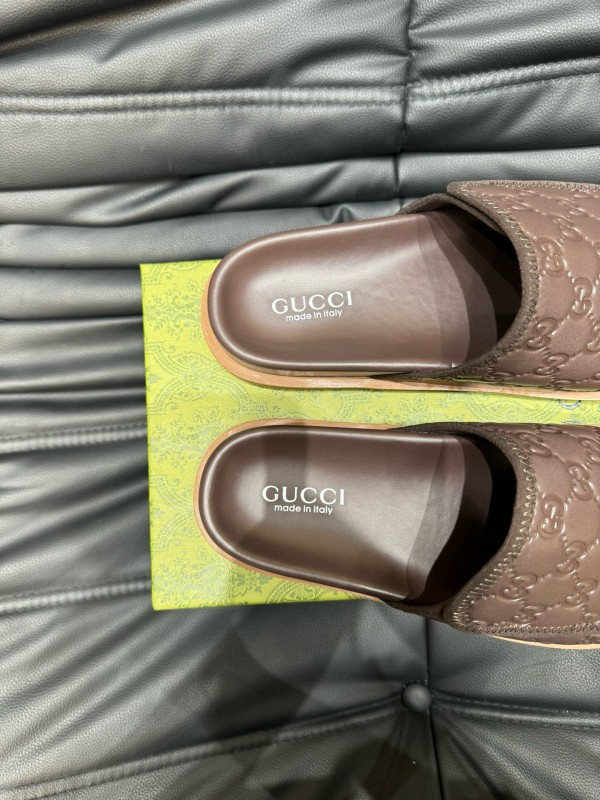 2024 Slippers Gucci Brown Leather Slippers MJ00200