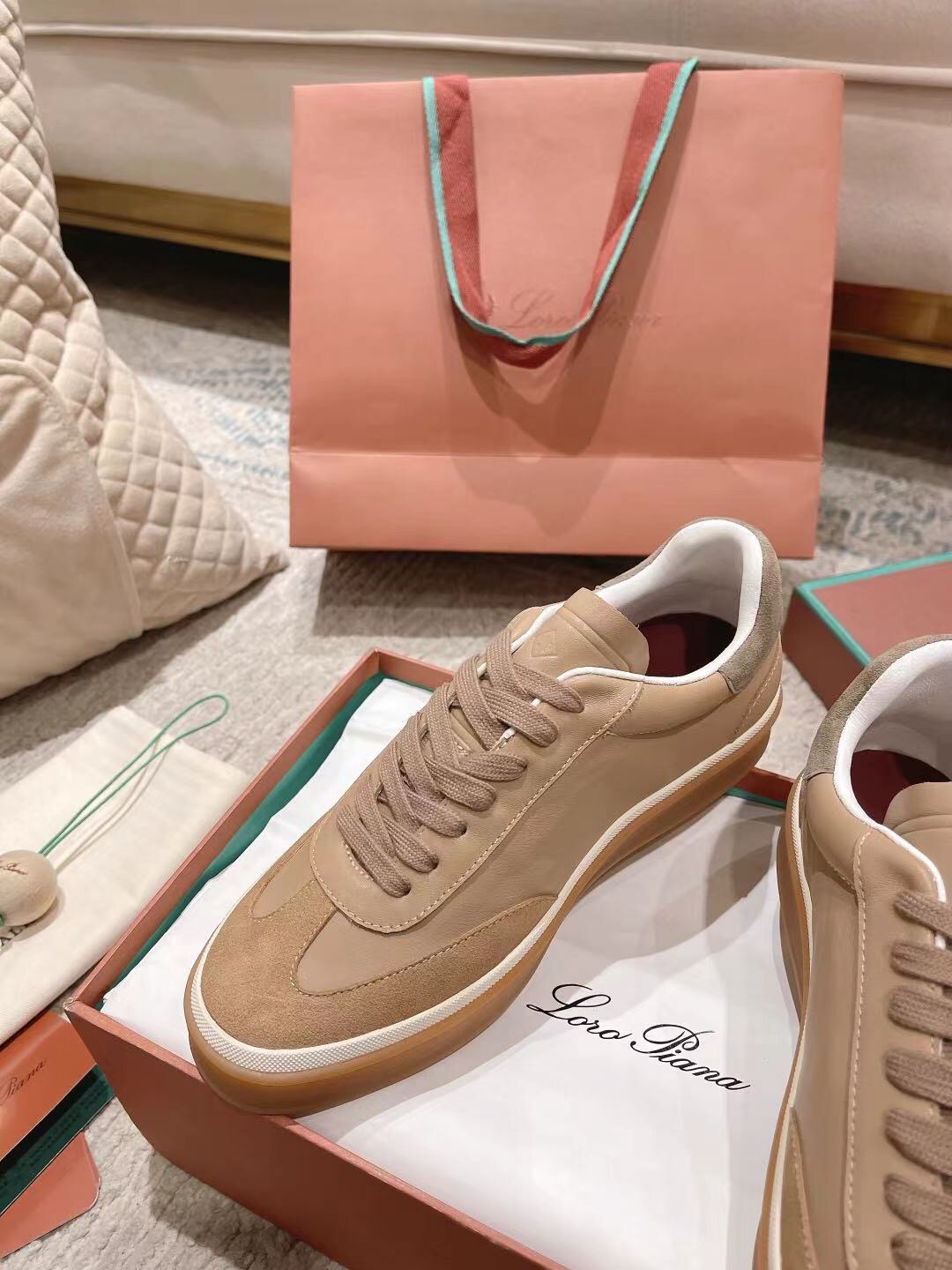2025 Unisex Le Parmentier Beige Cream Leather Sneakers High Version LY00320(F)/LY00330(M)