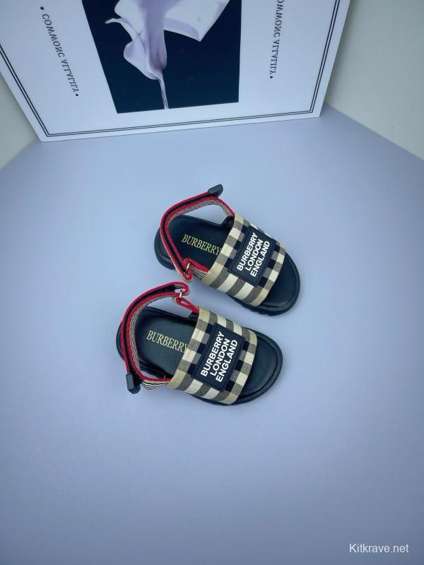 2025 Kids Burberry Beige Black Check Cotton Sandals