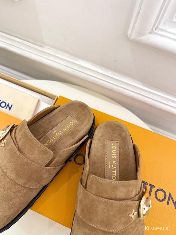2025 Slippers LV Brown Suede Slippers