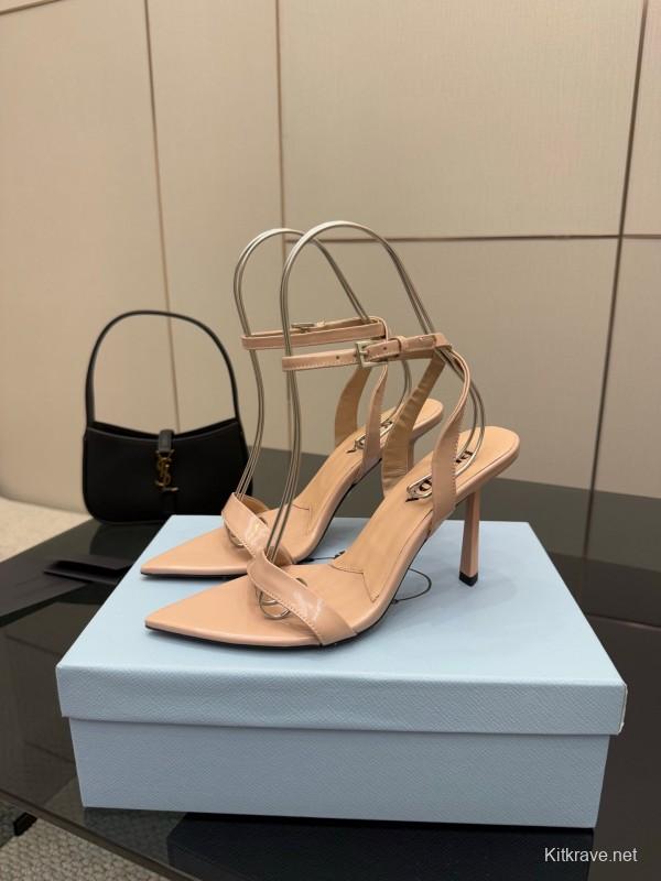 2025 Women Prada Nude Leather Sandals