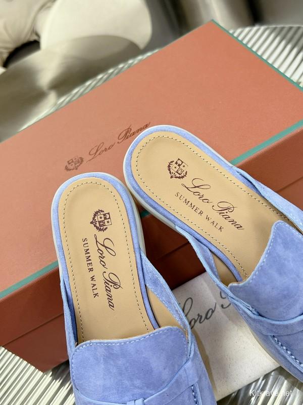 2024 Slippers LP Blue Suede Loafers