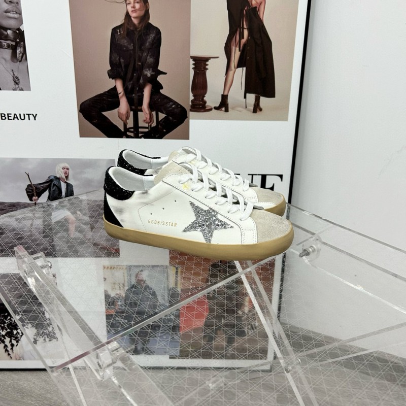 2025 Women GGDB White Black Silver Leather Suede Sneakers