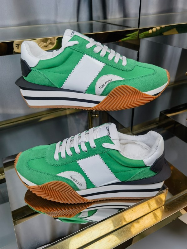 2025 Unisex TOM FORD Green White Suede Leather Sneakers LY00360(F)/LY00370(M)