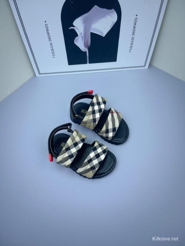 2025 Kids Burberry Beige Black Check Cotton Sandals
