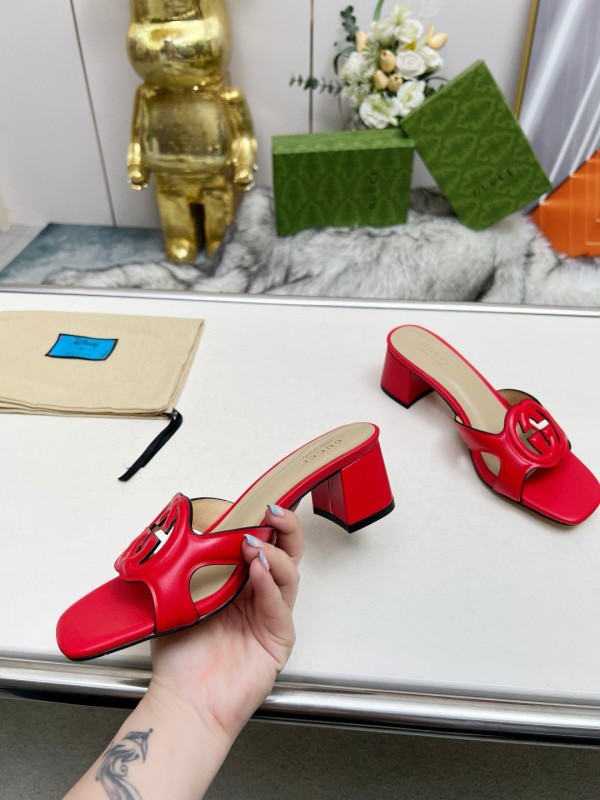 2025 Gucci Red Leather Slippers