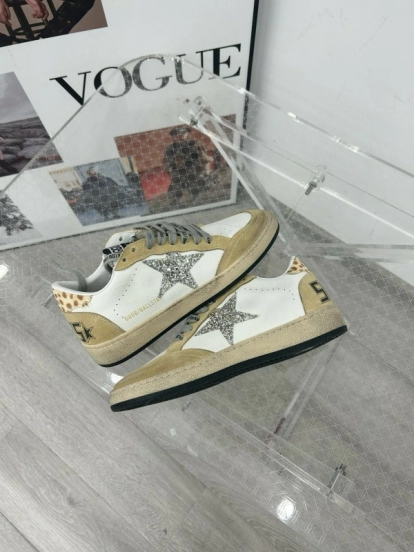 2024 Unisex GGDB White Beige Glitter Suede Leather Low Top Sneakers MJ00260