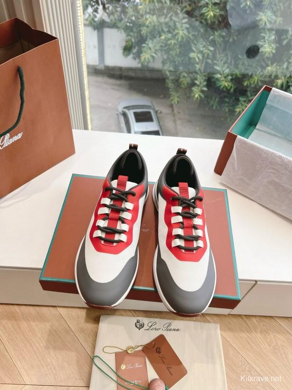 2024 Unisex Le Parmentier gray white red knit sneakers MJ00340