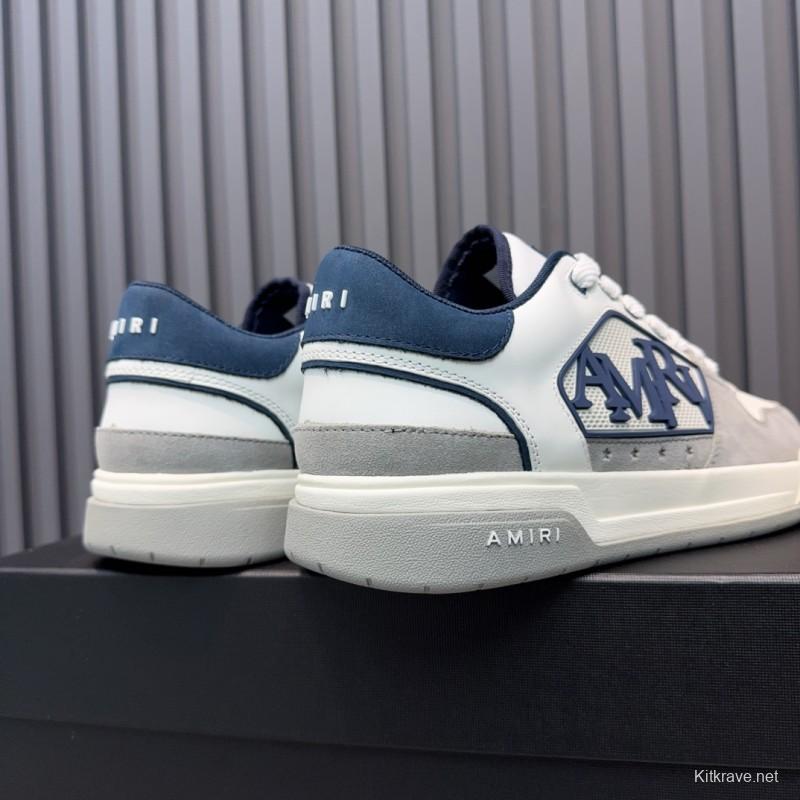 2025 Unisex Amiri White Grey Blue Leather Suede Sneakers MJ00360