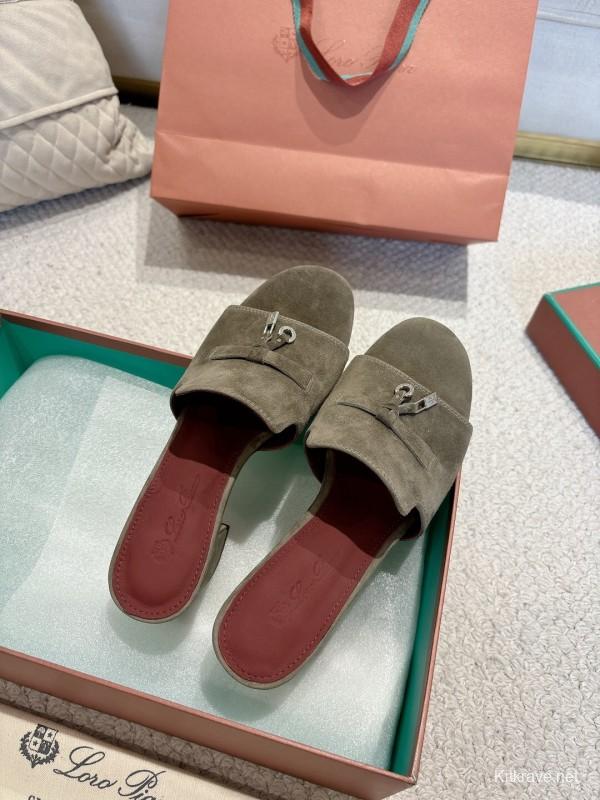 2025 Women LP Grey Suede Sandals