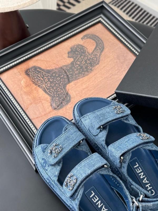 2025 Women Chanel Blue Denim Sandals LY00320