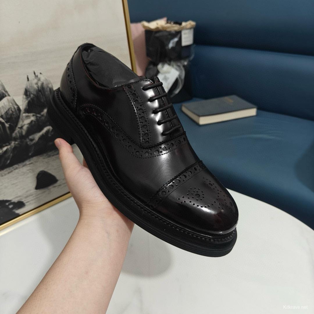 2024 Men Dolce & Gabbana Black Leather Derby MJ00420