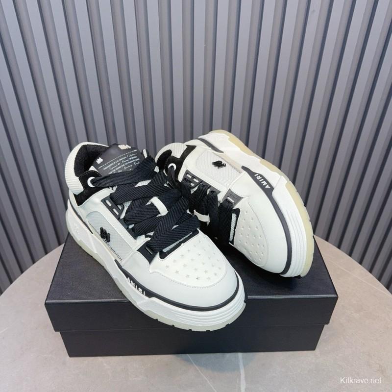 2024 Unisex Amiri Black White Leather Sneakers MJ00360