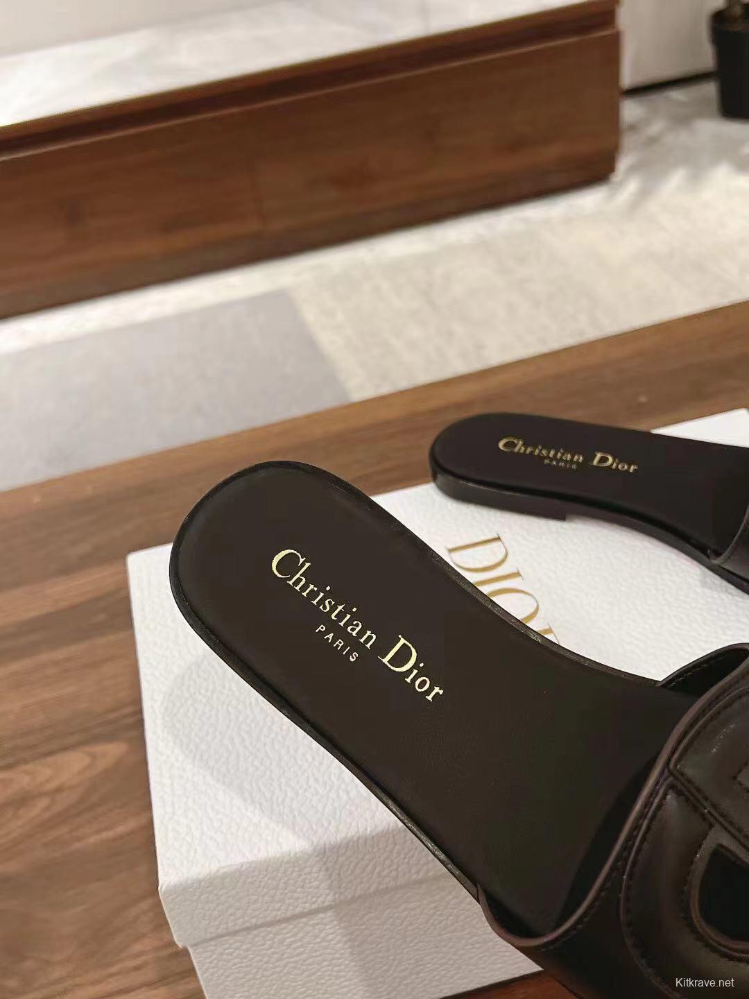 2025 Slippers Dior Black Leather Slippers LY00260