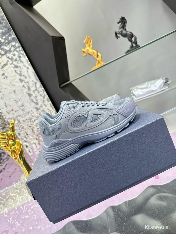 2024 Unisex Dior Stone Island Grey Mesh Tech Fabric B30 Sneakers MJ00330