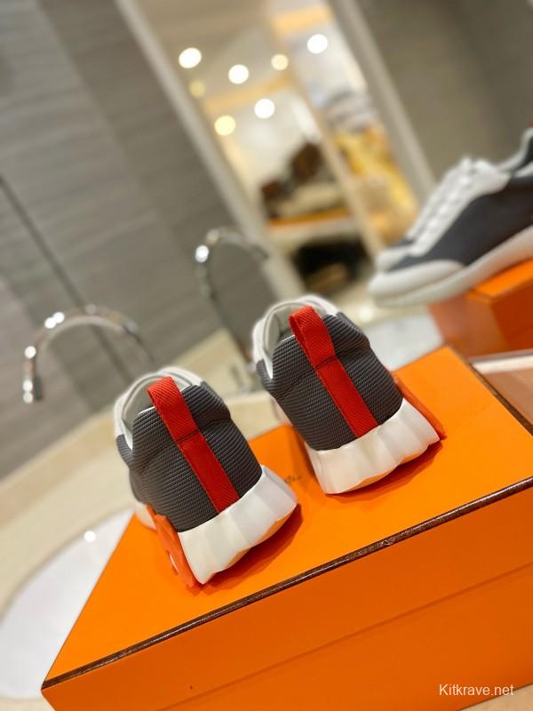 2024 Unisex Hermès Black White Imported Silk Sheepskin Imported Suede Casual Sneakers MJ00320