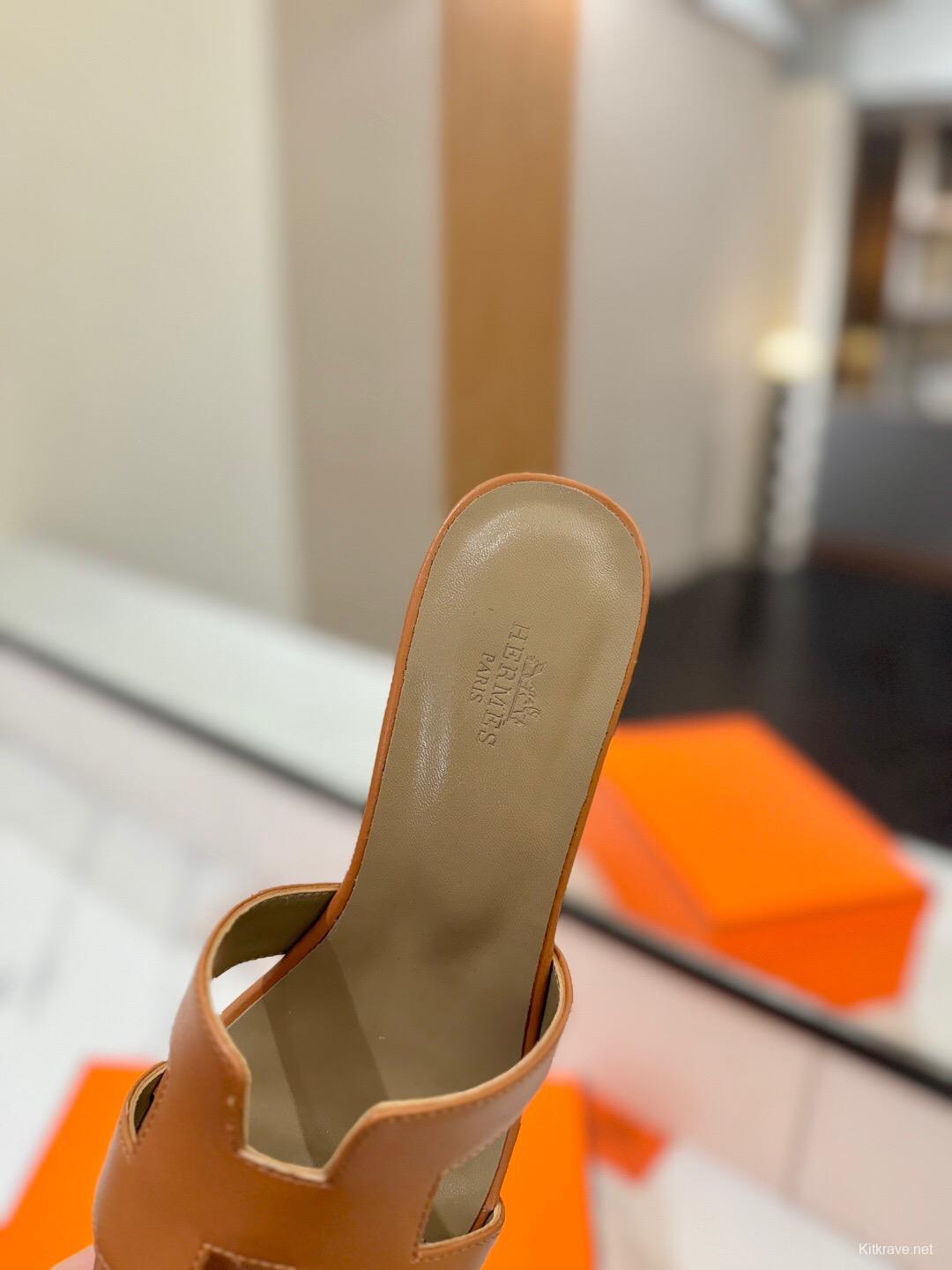 2025 Women Hermès Brown Leather Sandals