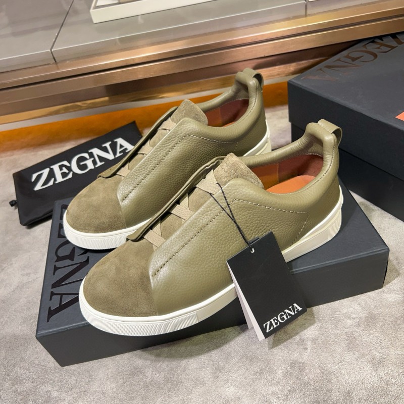2024 Men Ermenegildo Zegna Green Suede Calfskin Sneakers MJ00280