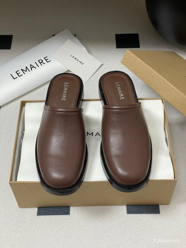 2025 Slippers Lemaire Brown Leather Slippers KFY00310
