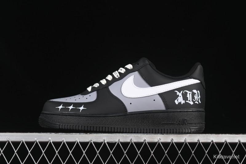 Nike Air Force 1 '07 Low Black Silver Court Low-Top Casual Sneakers - ZH0316-085
