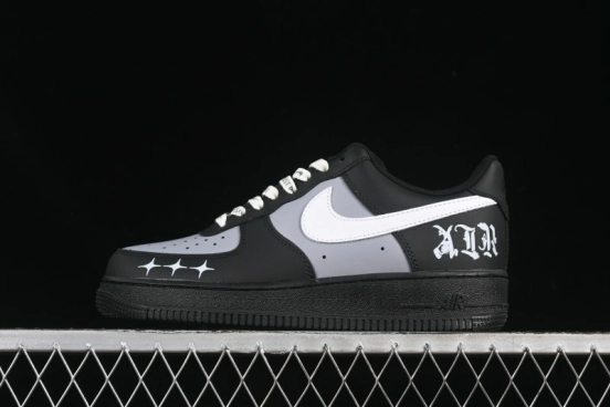 Nike Air Force 1 '07 Low Black Silver Court Low-Top Casual Sneakers - ZH0316-085