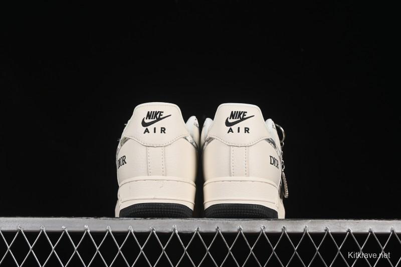 Nike Air Force 1 '07 Low Dior Collaboration Gray Floral Low-Top Casual Sneakers - DF0188-064