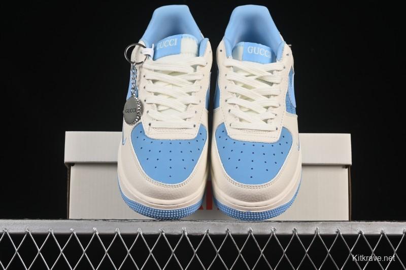Nike Air Force 1 '07 Low Gucci Collaboration Ice Blue Low-Top Casual Sneakers - DF0188-067