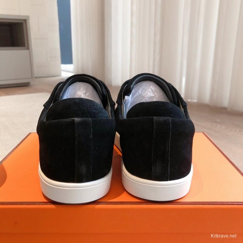 2025 Unisex H Black Suede Sneakers AS00380