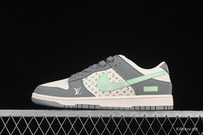 Nike SB Dunk Low LV Collaboration Gray Anniversary High-End Custom Low-Top Casual Skate Shoes ZH2598-278