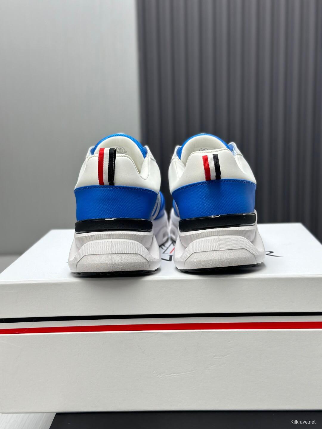 2025 Unisex Moncler Blue White Nylon Mesh Trailgrip GTX Trail Running Shoes KFY00390